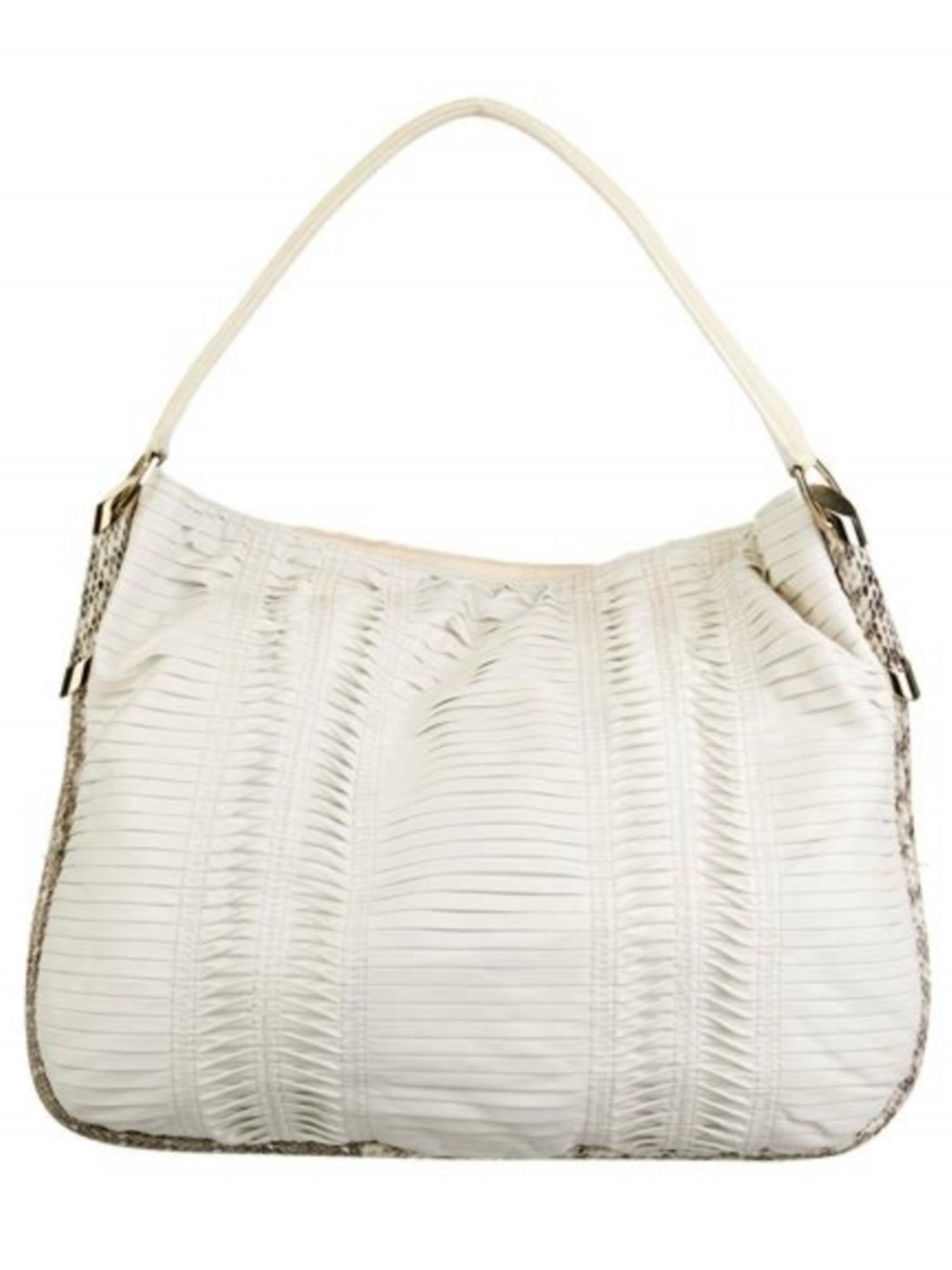 Jimmy Choo/Vintage/White Pleated Leather Hobo Shoulder Bag/Python/NIB/NEVER USED - Picture 3 of 16